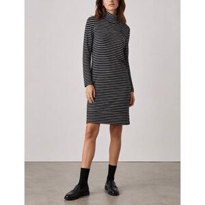 ATM Anthony Thomas Melillo Striped Mock Neck Sweater Dress Black White Large